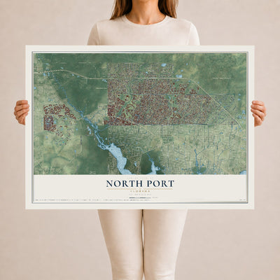 North Port, Florida map print, 24" x 36" Archival Matte Print mockup