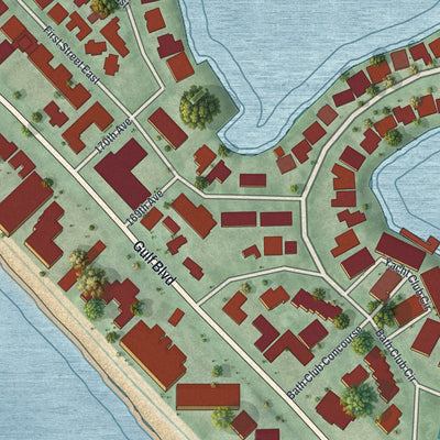 Close-up 1 of the North Redington Beach, Florida map artwork
