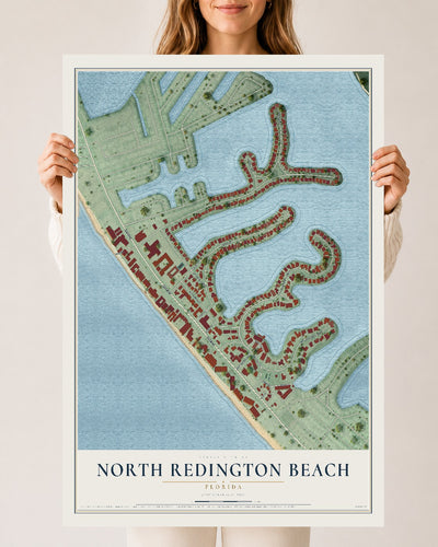 North Redington Beach, Florida map print, 24" x 36" Archival Matte Print mockup