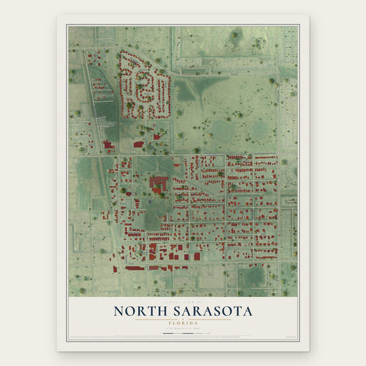 North Sarasota, Florida map print, the full design