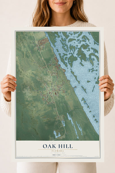 Oak Hill, Florida map print, 18" x 24" Archival Matte Print mockup