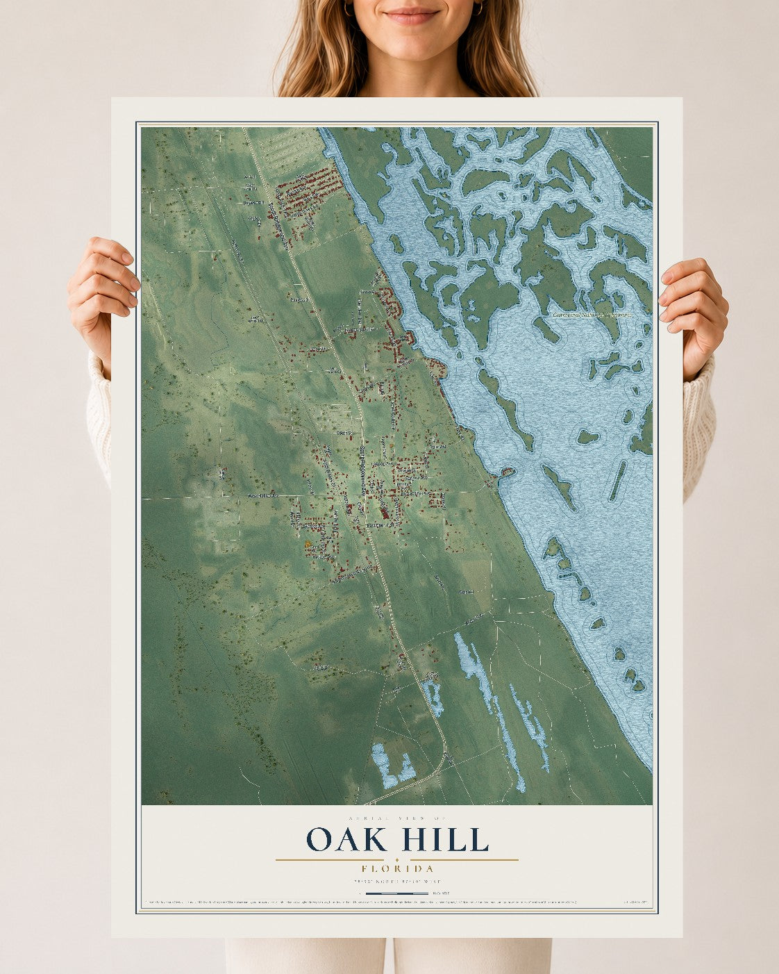 Oak Hill, Florida map print, 24" x 36" Archival Matte Print mockup