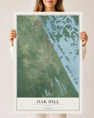 Oak Hill, Florida map print, 24" x 36" Archival Matte Print mockup