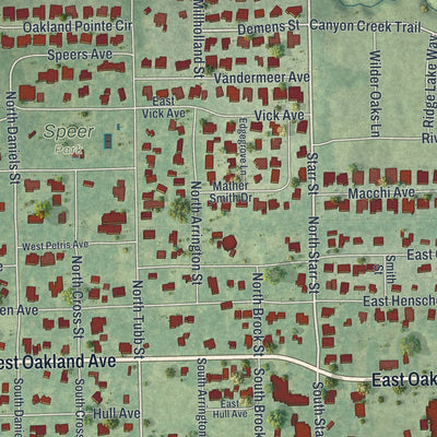 Close-up 1 of the Oakland, Florida map artwork