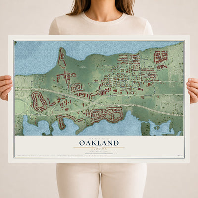 Oakland, Florida map print, 18" x 24" Archival Matte Print mockup