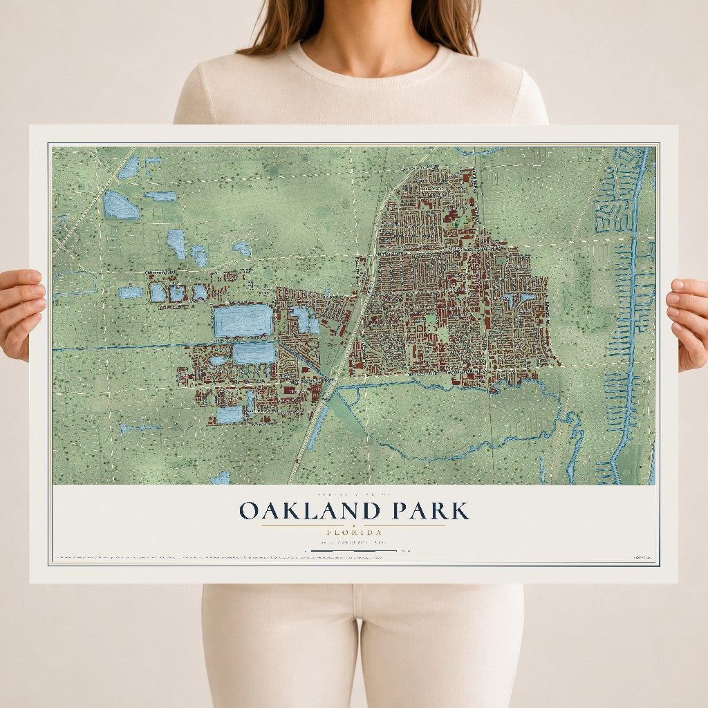 Oakland Park, Florida map print, 18" x 24" Archival Matte Print mockup