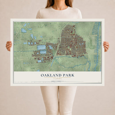 Oakland Park, Florida map print, 24" x 36" Archival Matte Print mockup