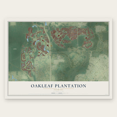 Oakleaf Plantation, Florida map print, the full design