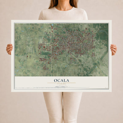 Ocala, Florida map print, 24" x 36" Archival Matte Print mockup