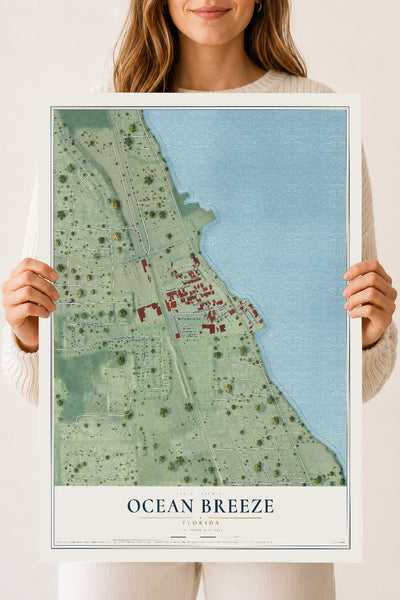 Ocean Breeze, Florida map print, 18" x 24" Archival Matte Print mockup
