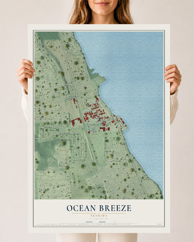 Ocean Breeze, Florida map print, 24" x 36" Archival Matte Print mockup