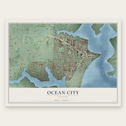 Ocean City, Florida map print, the full design