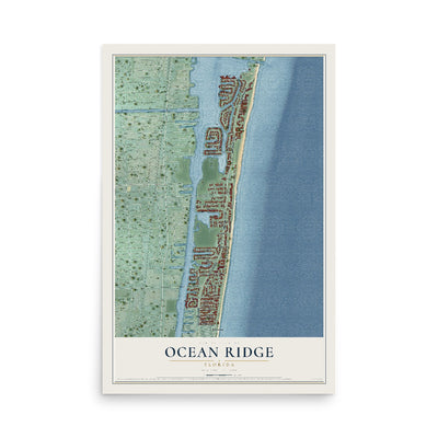 Ocean Ridge, Florida map print, 12" x 18" Archival Matte Print mockup