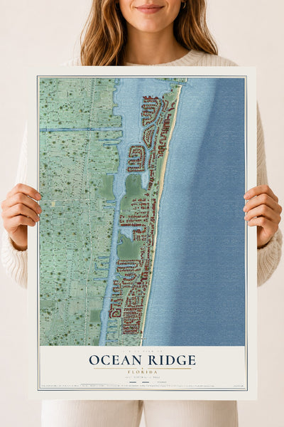 Ocean Ridge, Florida map print, 18" x 24" Archival Matte Print mockup
