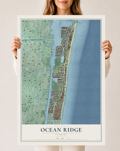 Ocean Ridge, Florida map print, 24" x 36" Archival Matte Print mockup