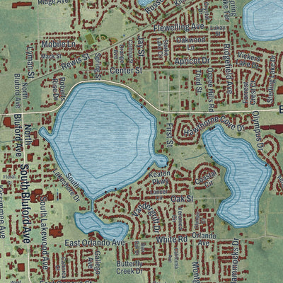 Close-up 1 of the Ocoee, Florida map artwork