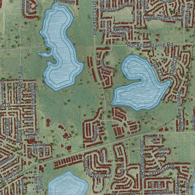 Close-up 2 of the Ocoee, Florida map artwork