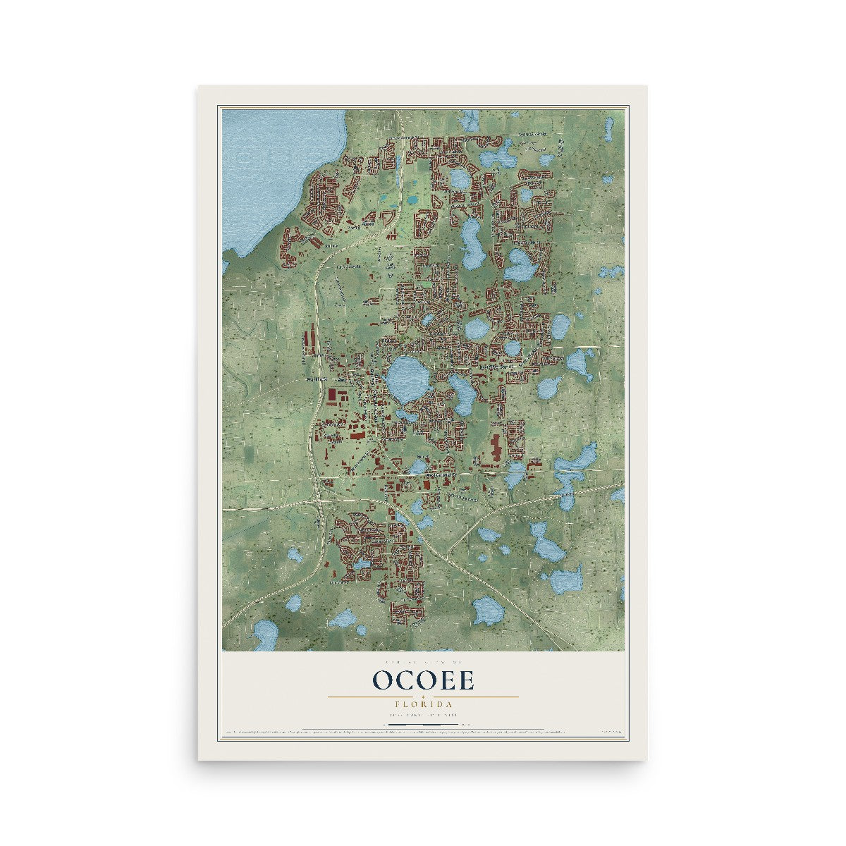 Ocoee, Florida map print, 12" x 18" Archival Matte Print mockup