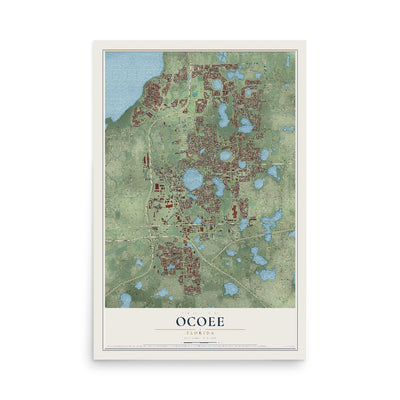 Ocoee, Florida map print, 12" x 18" Archival Matte Print mockup