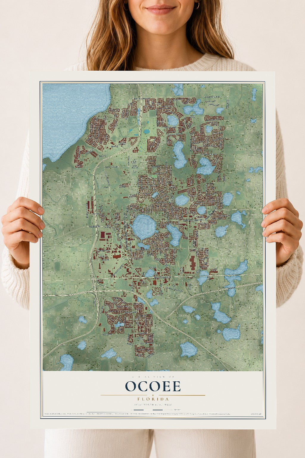 Ocoee, Florida map print, 18" x 24" Archival Matte Print mockup