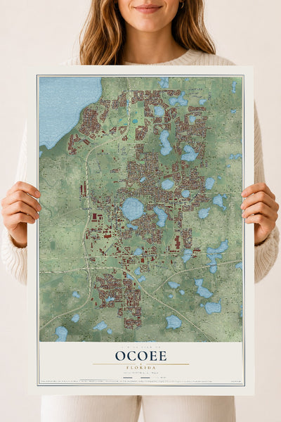 Ocoee, Florida map print, 18" x 24" Archival Matte Print mockup
