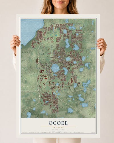 Ocoee, Florida map print, 24" x 36" Archival Matte Print mockup