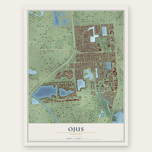 Ojus, Florida map print, the full design