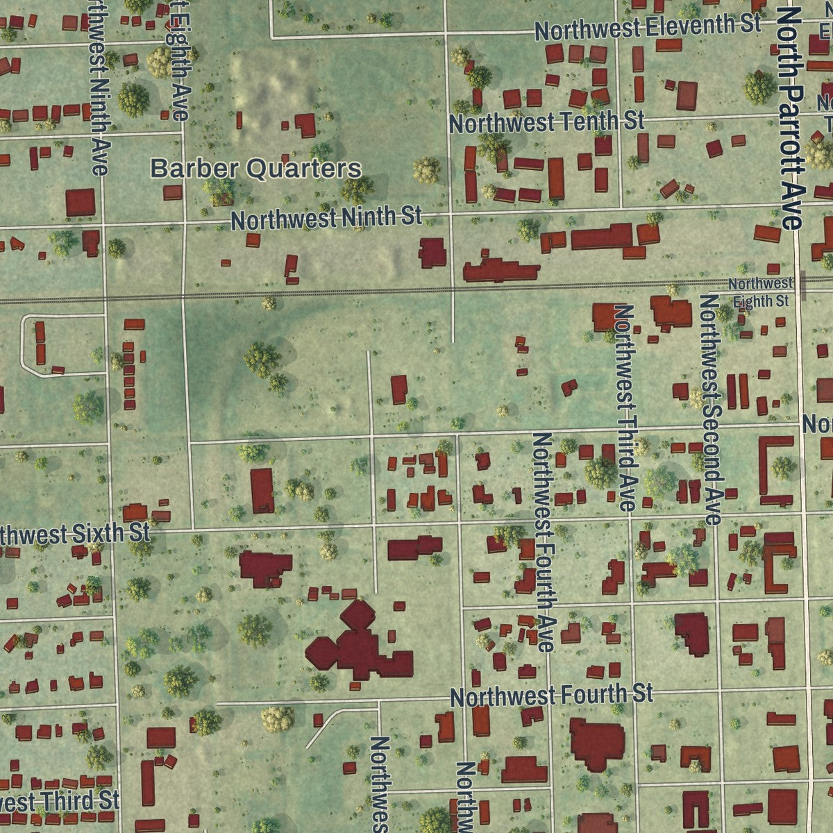 Close-up 2 of the Okeechobee, Florida map artwork