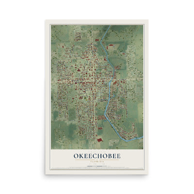 Okeechobee, Florida map print, 12" x 18" Archival Matte Print mockup