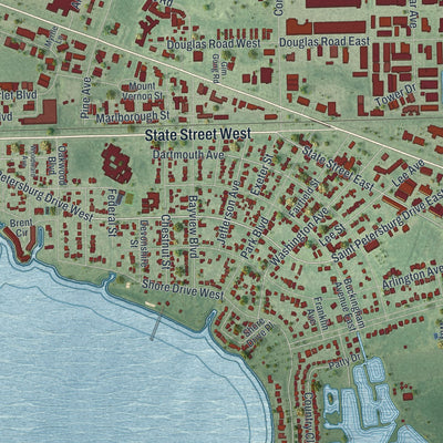 Close-up 1 of the Oldsmar, Florida map artwork