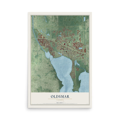 Oldsmar, Florida map print, 12" x 18" Archival Matte Print mockup
