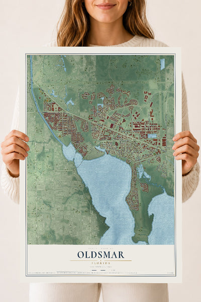 Oldsmar, Florida map print, 18" x 24" Archival Matte Print mockup