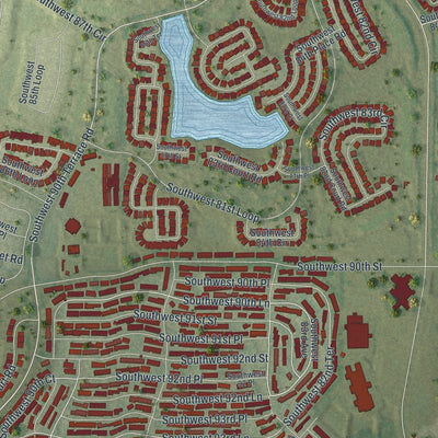 Close-up of the map of On Top of the World, Florida print showing street and building detail