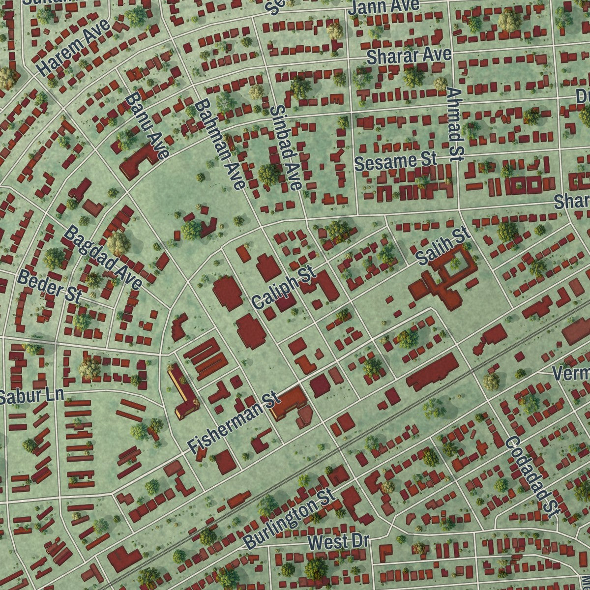 Close-up 1 of the Opa-locka, Florida map artwork
