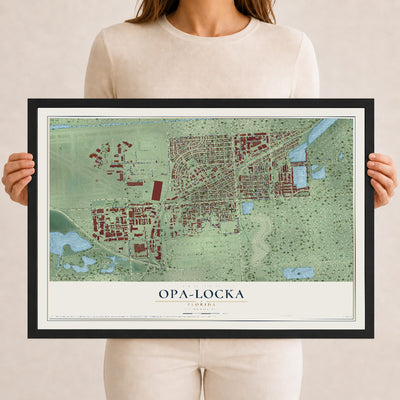 Opa-locka, Florida map print, 12" x 18" W/ Black Ayous Wood Frame mockup