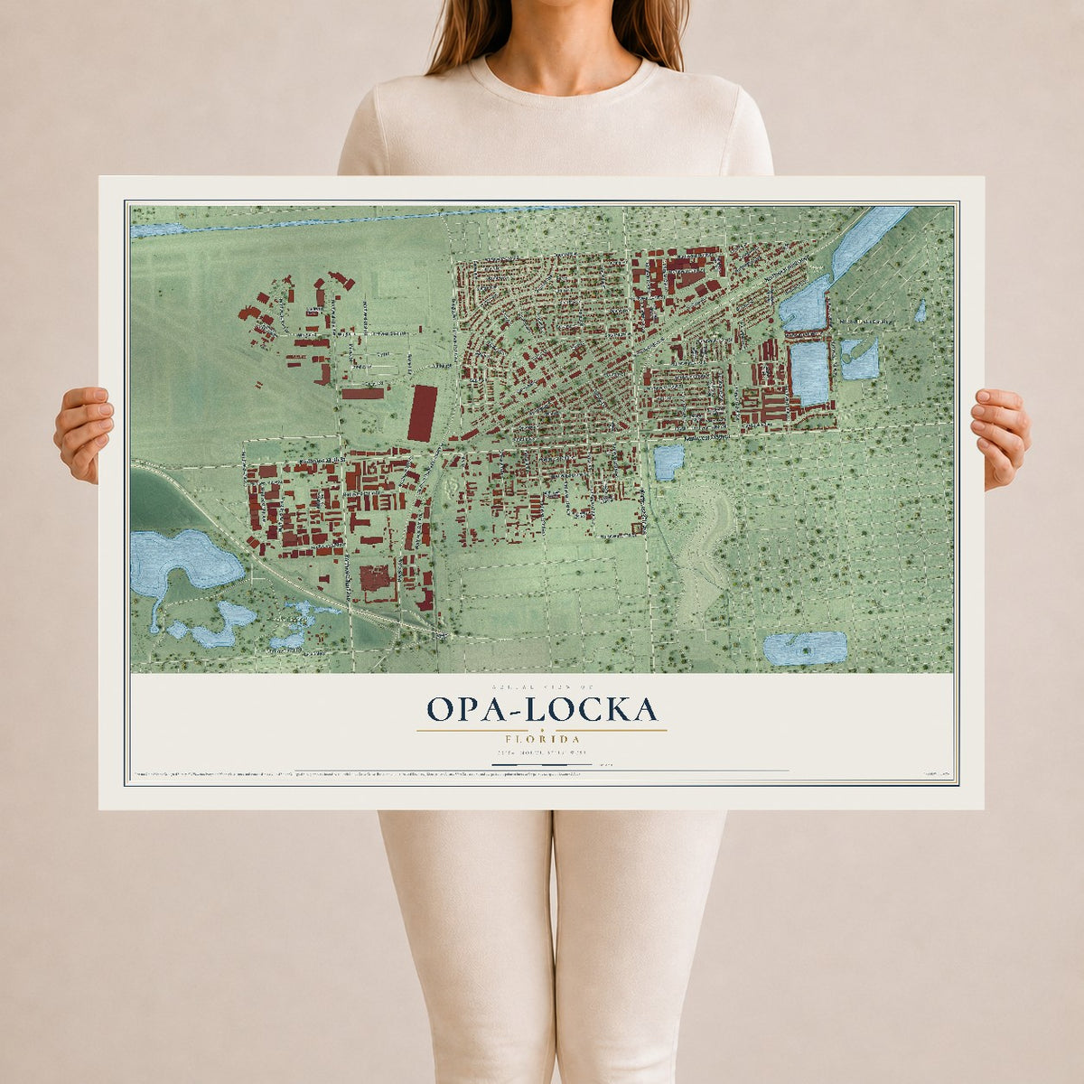 Opa-locka, Florida map print, 24" x 36" Archival Matte Print mockup