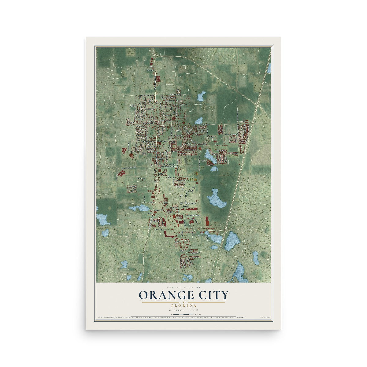 Orange City, Florida map print, 12" x 18" Archival Matte Print mockup
