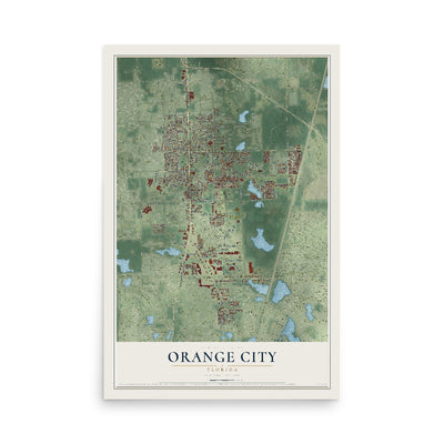 Orange City, Florida map print, 12" x 18" Archival Matte Print mockup