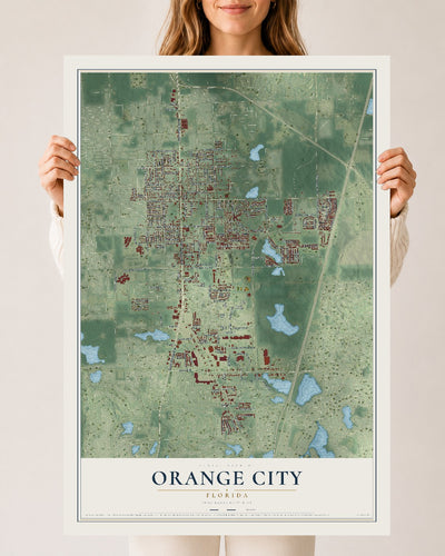 Orange City, Florida map print, 24" x 36" Archival Matte Print mockup