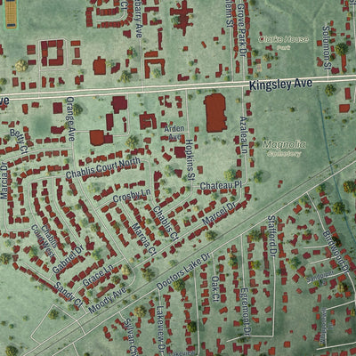 Close-up 1 of the Orange Park, Florida map artwork