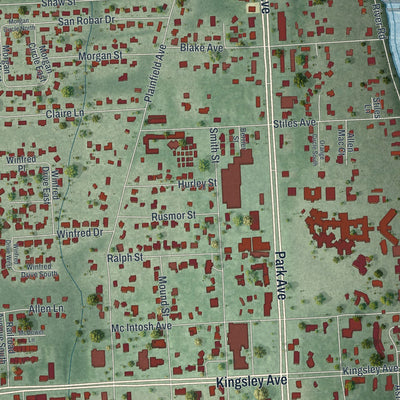 Close-up 2 of the Orange Park, Florida map artwork