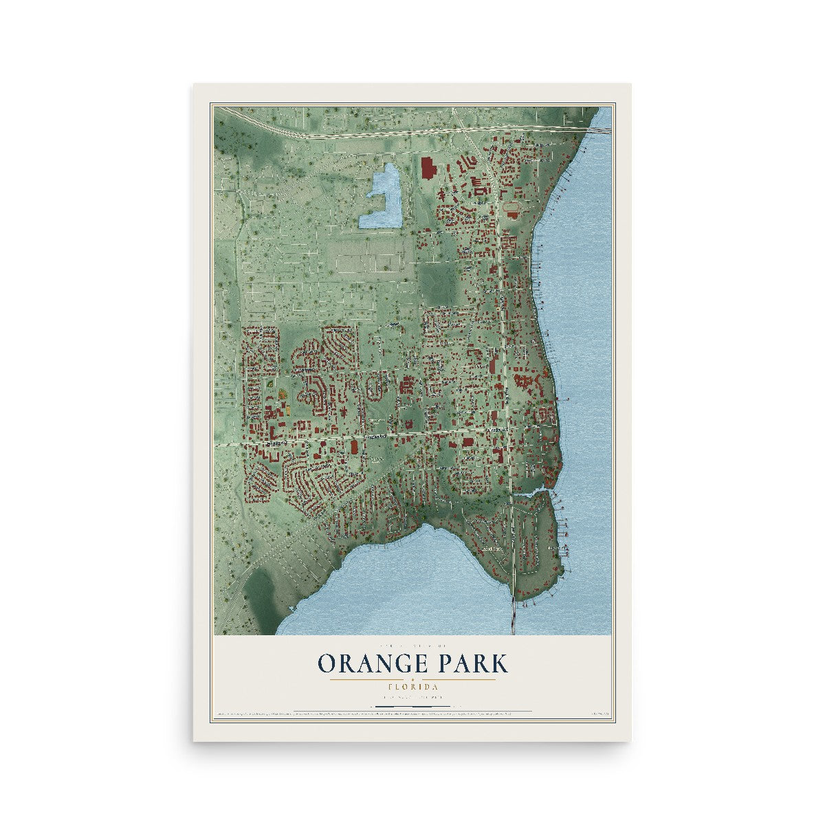 Orange Park, Florida map print, 12" x 18" Archival Matte Print mockup
