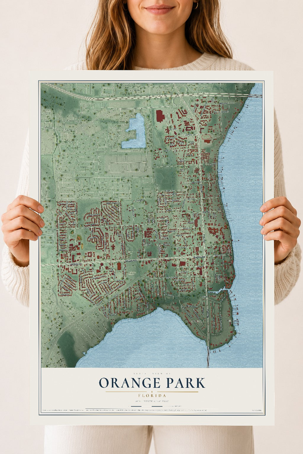 Orange Park, Florida map print, 18" x 24" Archival Matte Print mockup