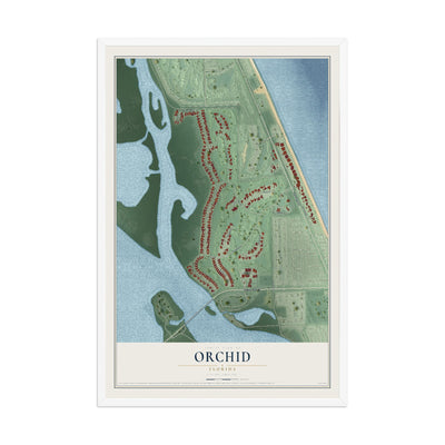 Orchid, Florida map print, 12" x 18" W/ White Ayous Wood Frame mockup
