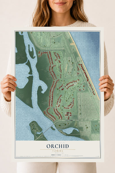 Orchid, Florida map print, 18" x 24" Archival Matte Print mockup