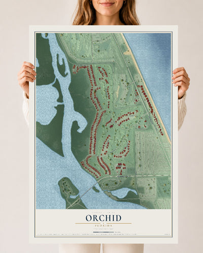 Orchid, Florida map print, 24" x 36" Archival Matte Print mockup