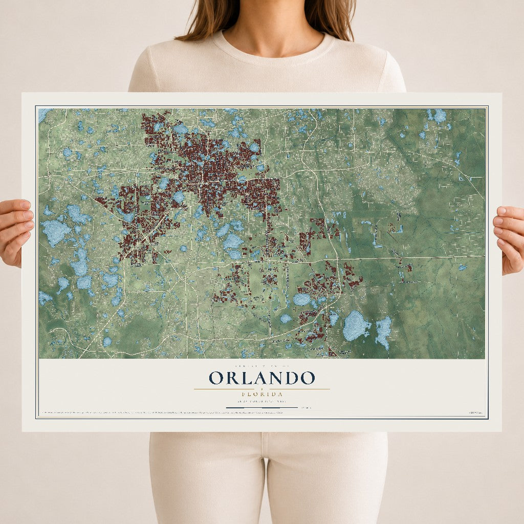 Orlando, Florida map print, 18" x 24" Archival Matte Print mockup