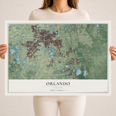 Orlando, Florida map print, 18" x 24" Archival Matte Print mockup