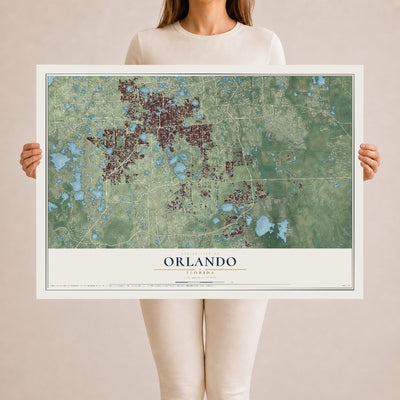 Orlando, Florida map print, 24" x 36" Archival Matte Print mockup