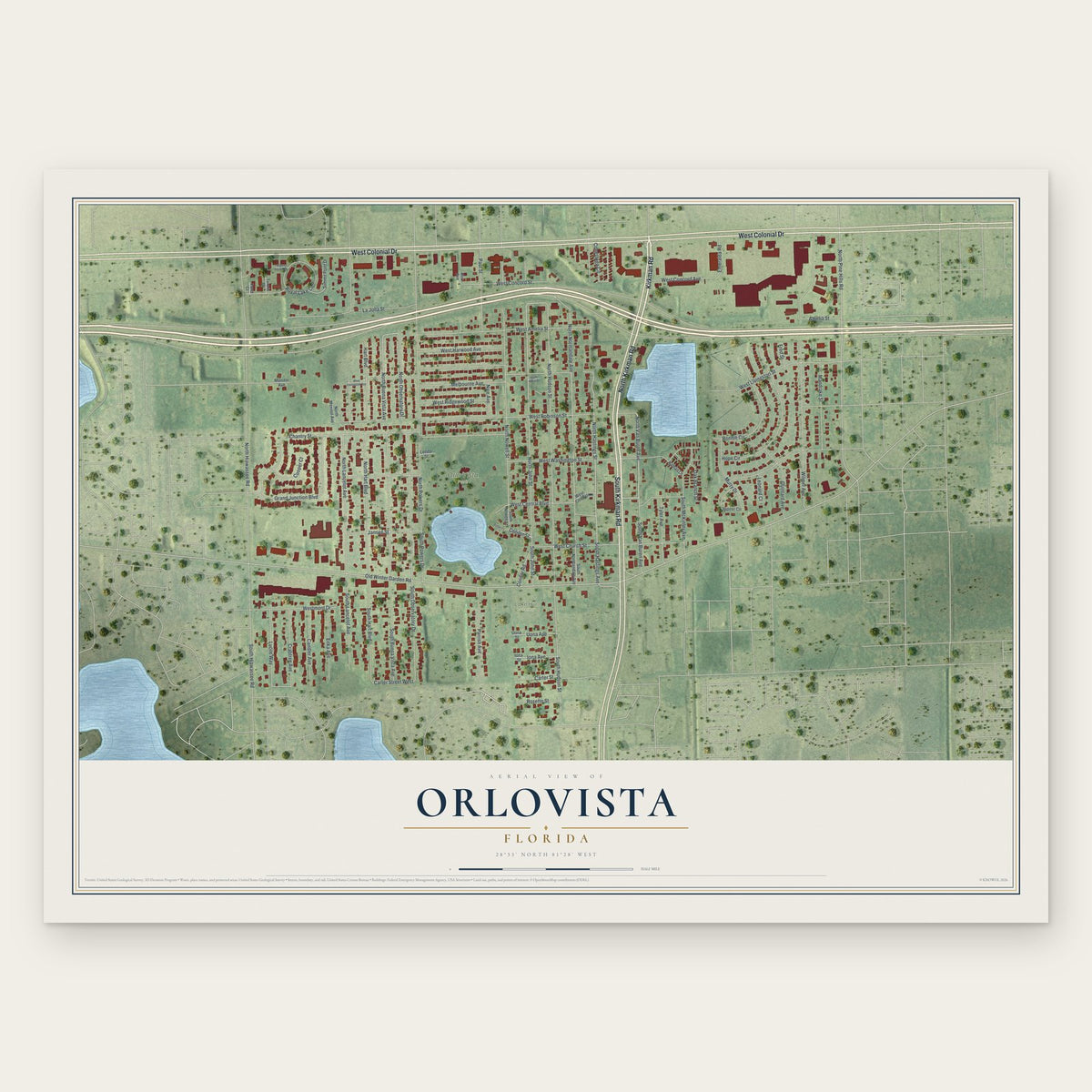 Orlovista, Florida map print, the full design